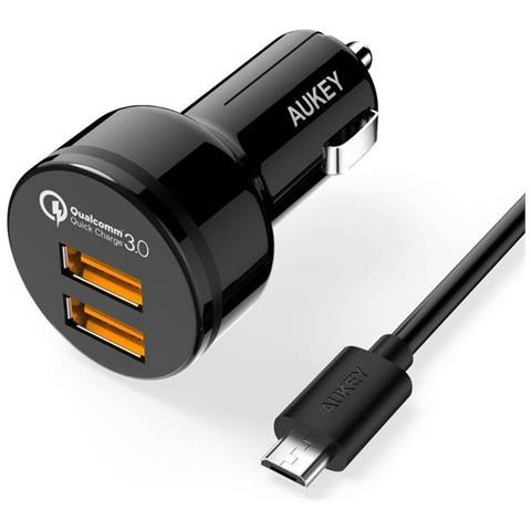 Caricabatteria Da Auto Aukey 1.2 Porte (usb Tipo A) Con Ricarica Rapida 3.0 Cc-t8 Nero - Foto 1
