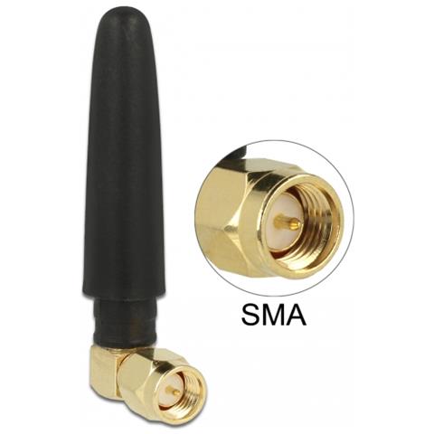 WLAN 802.11 b /g /n Antenna SMA maschio 90° 2 dBi omnidirezionale con raccordo basculante e materiale flessibile nero - Foto 1