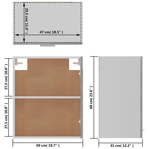 Mobile Pensile “Lyon” Grigio Sonoma 50x31x60 cm - Foto 2