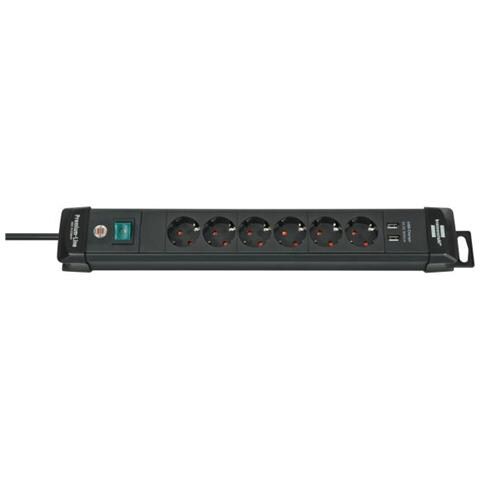 Premium Line 6 Volte Nero, 3 M, Con 2 Prese Di Ricarica Usb-a - Foto 1