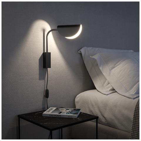 Applique Da Parete Moderno Mollis Metallo Nero Acrilico 1 Luce G9 7w - Foto 4