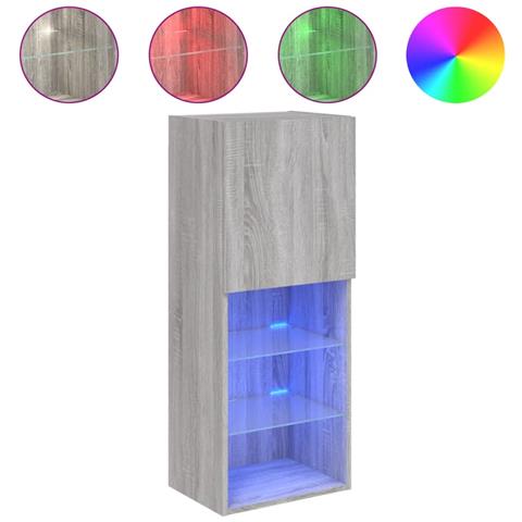 Mobile Tv Con Luci Led Grigio Sonoma 40,5x30x102 Cm - Foto 2