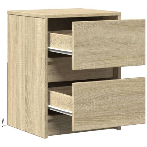 Comodini Con Luci Led 2pz Rovere Sonoma In Legno Multistrato - Foto 2