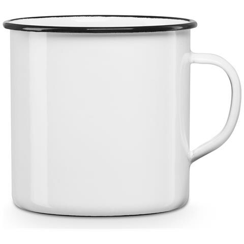 Vintage Tazza Campeggio 10 Cm Mug In Acciaio Smaltato 0,75 Ml, Picnic, Viaggio, Vintage Bianco - Foto 1