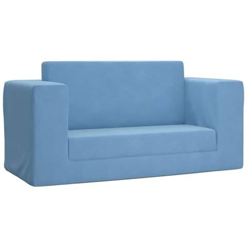 Divano Letto per Bambini a 2 Posti Blu in Morbido Peluche - Foto 1