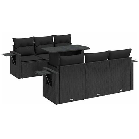 Set Divani Da Giardino Con Cuscini 7pz Nero Polyrattan - Foto 2