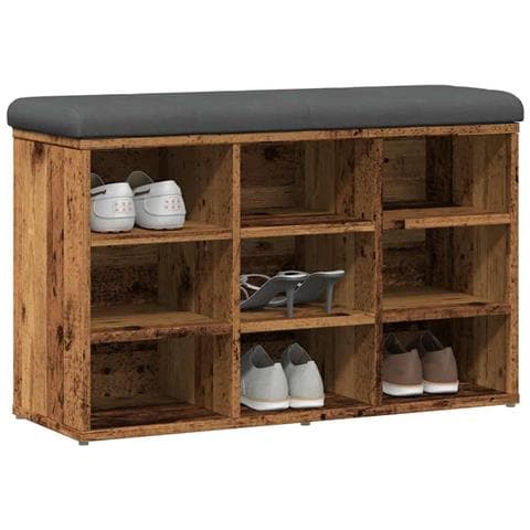 Panca Porta Scarpe Legno Antico 82x32x50 Cm Legno Multistrato - Foto 3