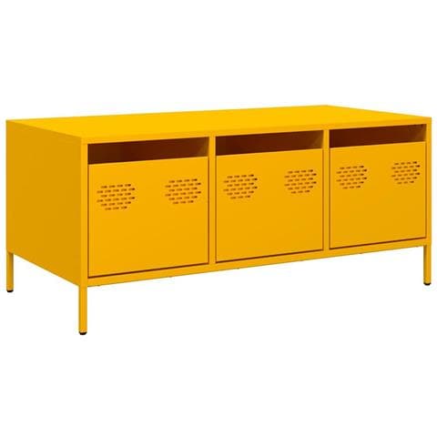 Tavolino Giallo 101,5x50x43,5 Cm Acciaio Laminato A Freddo - Foto 2