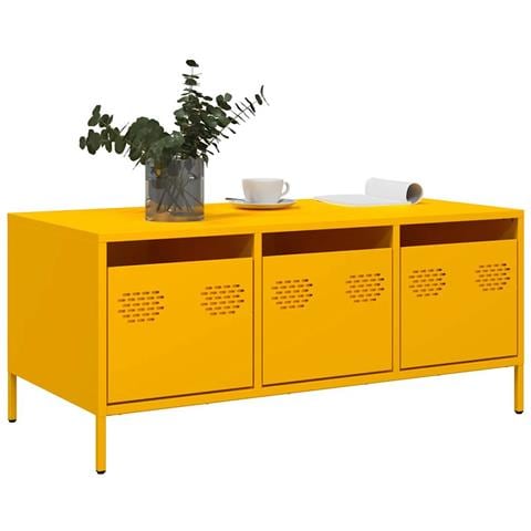 Tavolino Giallo 101,5x50x43,5 Cm Acciaio Laminato A Freddo - Foto 3