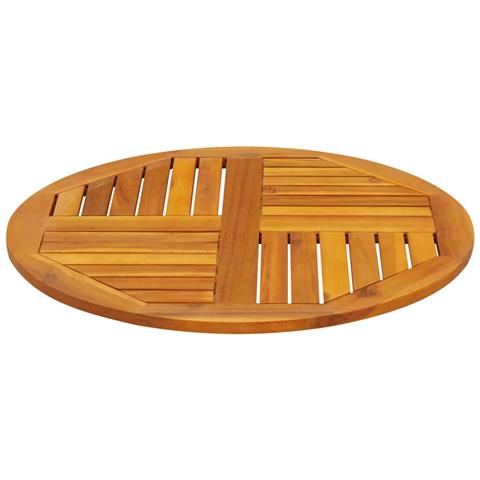 Piano Per Tavolo 70x2 Cm Rotondo In Legno Massello Di Acacia - Foto 3