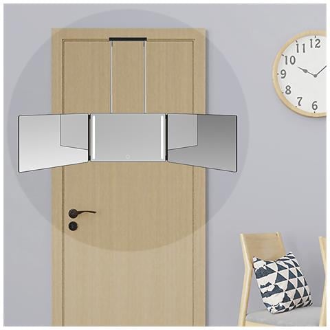 Specchio Da Trucco Pieghevole A Triplice Faccia, Con Luce Led. Per Uso Su Tavolo O Da Appendere A Porte, Armadi, Ecc. Batteria Ricaricabile. - Foto 2