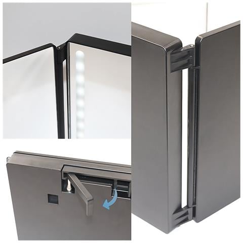 Specchio Da Trucco Pieghevole A Triplice Faccia, Con Luce Led. Per Uso Su Tavolo O Da Appendere A Porte, Armadi, Ecc. Batteria Ricaricabile. - Foto 4