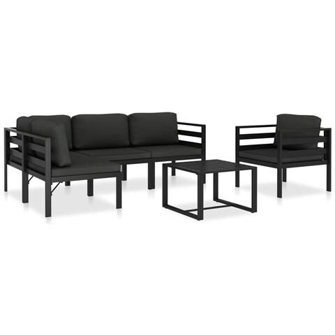 Lusso Casadino - Set Divani Da Giardino 6 Pz Con Cuscini In Alluminio Antracite - Foto 2