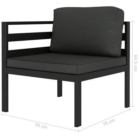 Lusso Casadino - Set Divani Da Giardino 6 Pz Con Cuscini In Alluminio Antracite - Foto 8