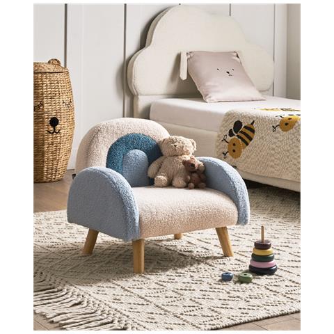 Poltrona Per Bambini Bouclé Blu Ombo - Foto 1