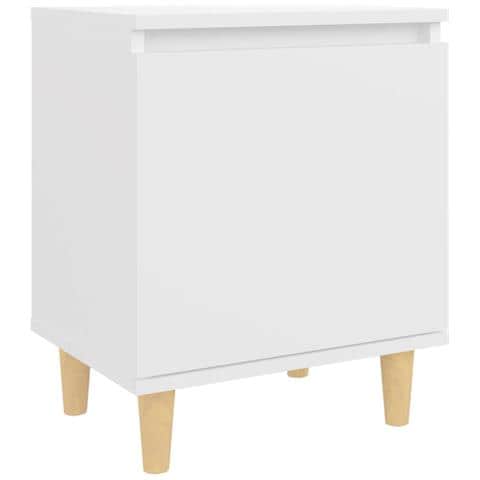 Comodino Con Gambe In Legno Massello Bianco 40x30x50 Cm - Foto 1