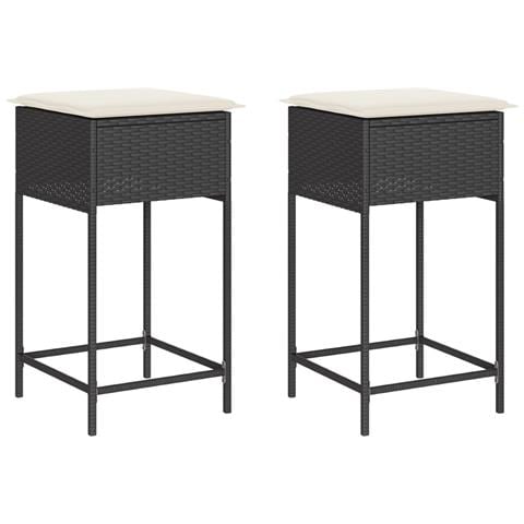 Sgabelli da Bar con Cuscini 2 pz Neri in Polyrattan - Foto 1