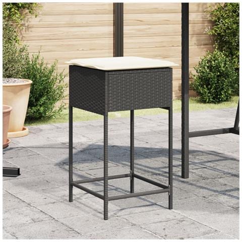 Sgabelli da Bar con Cuscini 2 pz Neri in Polyrattan - Foto 2