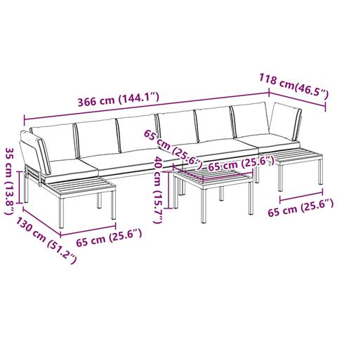 Set Divani da Giardino 5 pz con Cuscini in Alluminio Nero - Foto 9