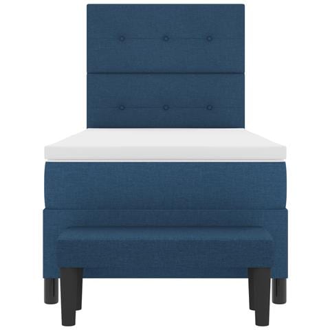 Letto con Box Spring con Materasso e Panchina Blu 100x200 cm Tessuto - Foto 9