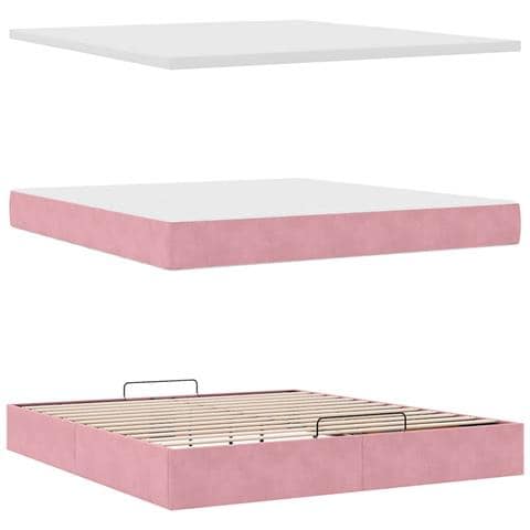 Pouf Letto con Materasso e LED Rosa 180x200cm in Velluto - Foto 9