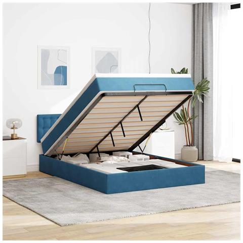 Struttura Letto Pouf con Materasso 140x190 cm in Velluto - Foto 2