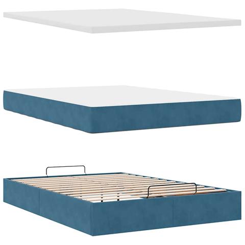 Struttura Letto Pouf con Materasso 140x190 cm in Velluto - Foto 9