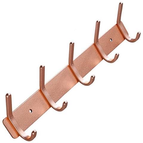 Appendiabiti Da Porta - 5 Ganci Doppi (senza Chiodi/foratura) Pinkgold - Foto 4