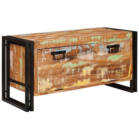 Mobile per scarpe con porta Marrone legno massello di riciclo - Foto 1