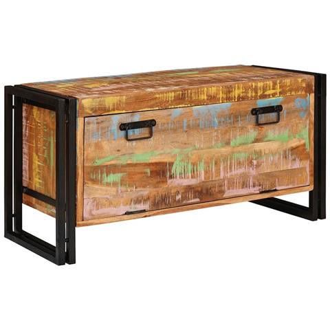 Mobile per scarpe con porta Marrone legno massello di riciclo - Foto 2