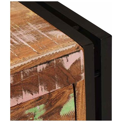 Mobile per scarpe con porta Marrone legno massello di riciclo - Foto 9