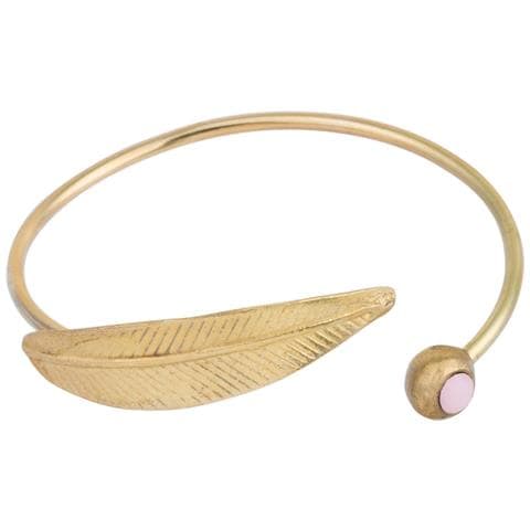 Bracciale Con Piume E Cristalli Di Alabastro Rosa - Foto 1