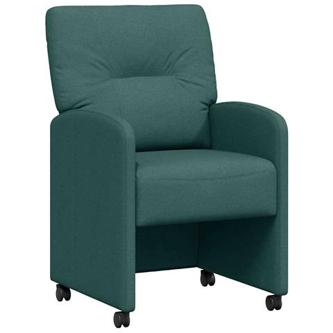 Sedie da Pranzo con Ruote 2 pcs Verde scuro 57 x 67 x 95 cm - Foto 1