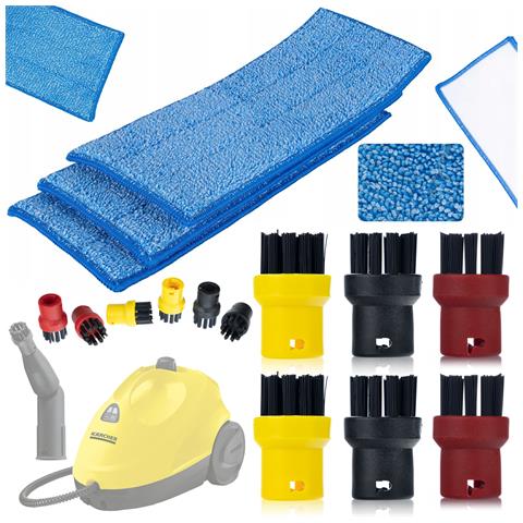 Set Di Accessori Per Pulizia Compatibile Con Kärcher Sc - 3 Panni In Microfibra + 6 Spazzole Rotonde | Alta Assorbenza E Versatilità - Foto 1
