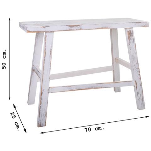 Sgabello In Legno Bianco 70x25x50h Cm - Foto 8