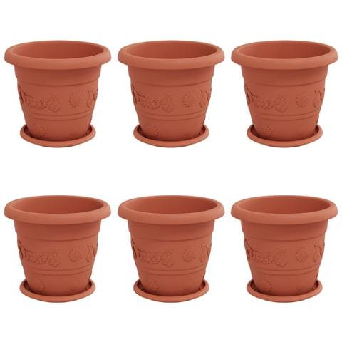 Vasi per Piante 6 pcs Rosso Mattone Ø 26 x 21.5 cm Plastica - Foto 1