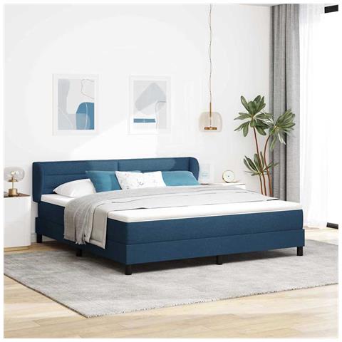 Letto a molle con materasso Blu 180 x 200 cm Tessuto - Foto 2