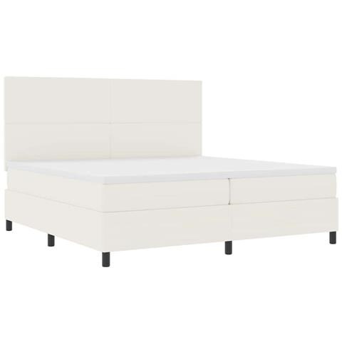 Letto a molle Crema e Bianco 200 x 200 cm Tessuto in Cords - Foto 1