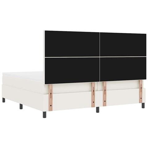 Letto a molle Crema e Bianco 200 x 200 cm Tessuto in Cords - Foto 9