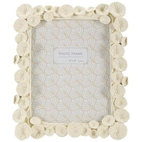 Cornice Portafoto Lotus In Resina Crema Con Fiori Di Loto 15x20 - Foto 2