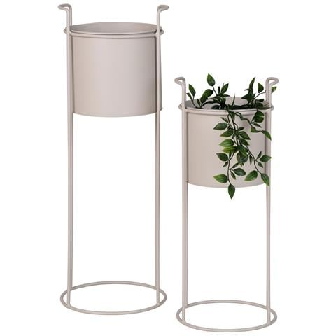 Set 2 Portavasi Rabo In Acciaio Color Sabbia — Ø20×50 E Ø25×65 Cm - Foto 2