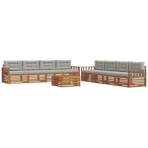 Set di divani da esterno 9 pcs Grigio Naturale e Chiaro - Foto 1