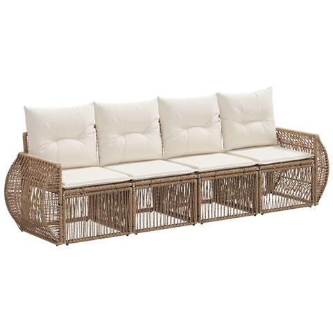 Set Divano da Giardino 4 pcs Beige e Bianco Crema polyrattan - Foto 1