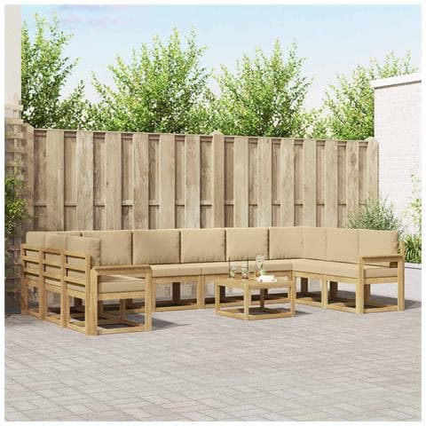 Set di divani da esterno con cuscino 11 pcs Bianco e Beige - Foto 2