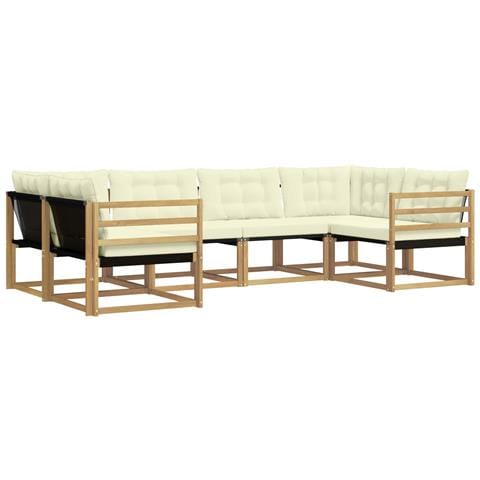 Set di divani da esterno con cuscino 6 pcs Bianco e Crema - Foto 1