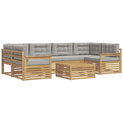 Set di divani da esterno 7 pcs Bianco e Grigio Chiaro - Foto 1