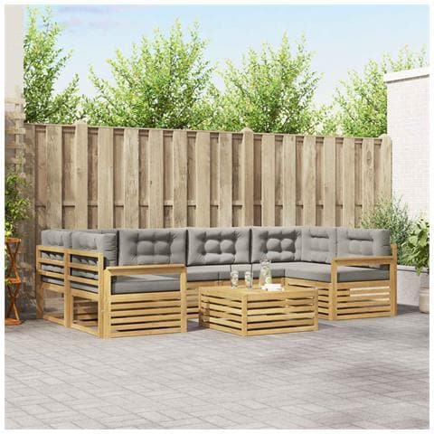 Set di divani da esterno 7 pcs Bianco e Grigio Chiaro - Foto 2