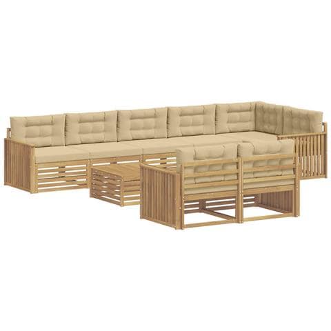 Set di divani da esterno 9 pcs Bianco e Beige 79 x 79 x 37 cm - Foto 1