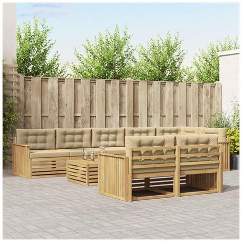 Set di divani da esterno 9 pcs Bianco e Beige 79 x 79 x 37 cm - Foto 2
