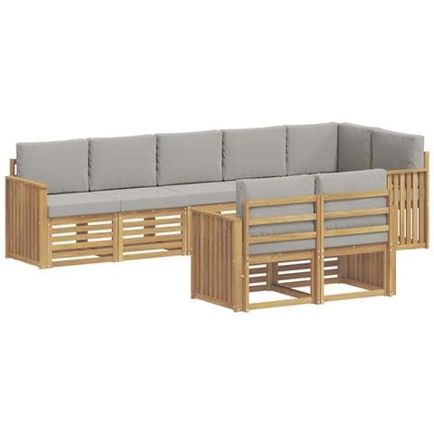 Set di divani da esterno 8 pcs Bianco e Grigio Chiaro - Foto 1